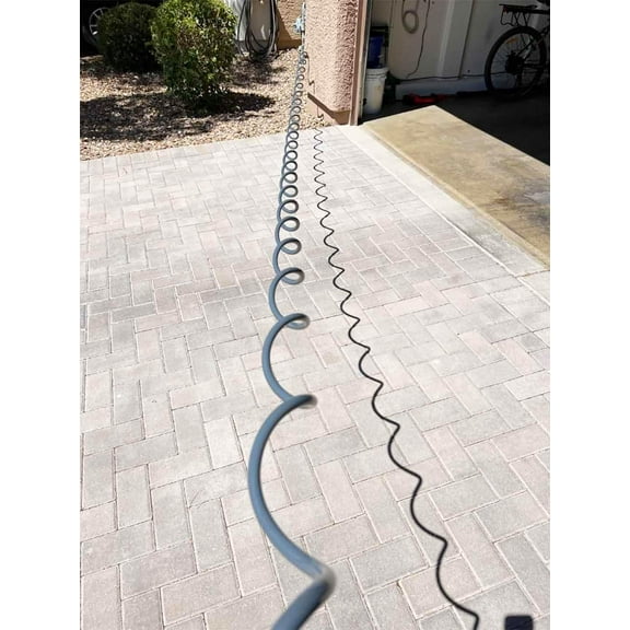 25FT PU Recoil Garden Hose 3/8"ID with 3/4" Brass Fittings Retractable, Gray