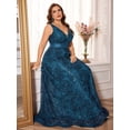 thumbnail image 5 of Plus Size Formal Dresses for Women with Embroidery Sequin and V-Neck, A-Line Maxi Dress for Wedding and Cocktail, 5 of 6