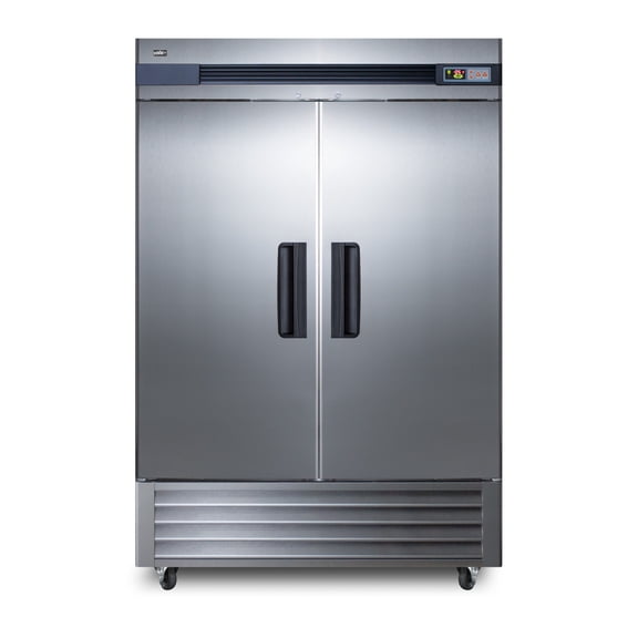 Summit SCRR492 56 inch ; Reach-In Refrigerator with 49 cu. ft. Capacity; Self-Closing Doors; Temperature Alarm and Automatic Defrost in Stainless Steel