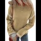 thumbnail image 3 of Suéteres para Mujer, Cuello Redondo Liso, Corte Holgado, Larga, Punto en Contraste, Jersey, Tops Caqui L, 3 of 9