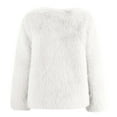 thumbnail image 4 of YDFCWXW Women's 2025 Winter Coats Fleece Cropped Jacket Fur Long Sleeve Pockets Shaggy Warm Outerwear Fall Clothes White, XXL, 4 of 5