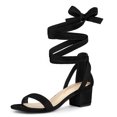 thumbnail image 1 of Sandalias Punta Abierta Tacón De Bloque Cordón Arriba Para Mujer Negro 41, 1 of 7