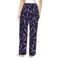 thumbnail image 3 of Pajama Pants Women, Lavender Flowers Black Purple Sweatpants Soft Sleep Lounge Pants, Casual PJ Bottoms Pants with Pockets, 3 of 5