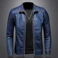 thumbnail image 1 of Chaqueta de cuero de primavera y otoño para hombre prendas de vestir de cuero informales con cuello levantado, 1 of 5