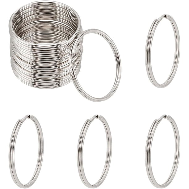 Llavero grande de 2", 15 piezas de llaveros de hierro divididos, llavero circular, cadena, clip conector para llaves de coche, hogar, proyecto de manualidades DIY, platino