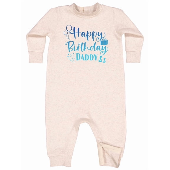 Inktastic Blue Happy Birthday Daddy Baby Fleece Romper