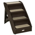 thumbnail image 1 of CoSoTower 4-Level Portable Pet Stairs, Foldable Dog Ramp, Lightweight Cat Steps, with Nonslip Soft Mats, for High Bed, Sofa, Up to 44 lbs, Dark Brown, 1 of 7