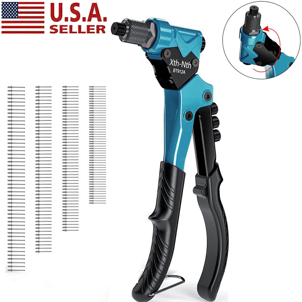 Heavy Duty Hand Pop Rivet Gun with 200Pcs Rivets, Manual Rivet Gun Kit