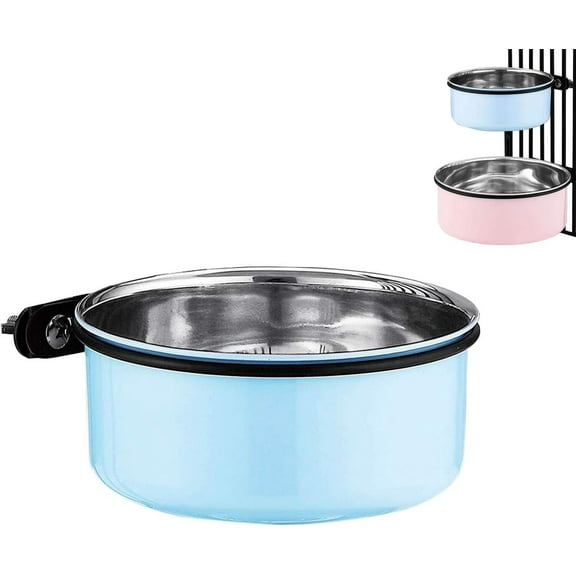 Pet Kennel Cage Bowl, Stainless Steel Hanging Pet Bowl For Durable Use, Multipurpose Pet Bowl For Food & Water, Easy to Clean with Water (Size: 850ml)