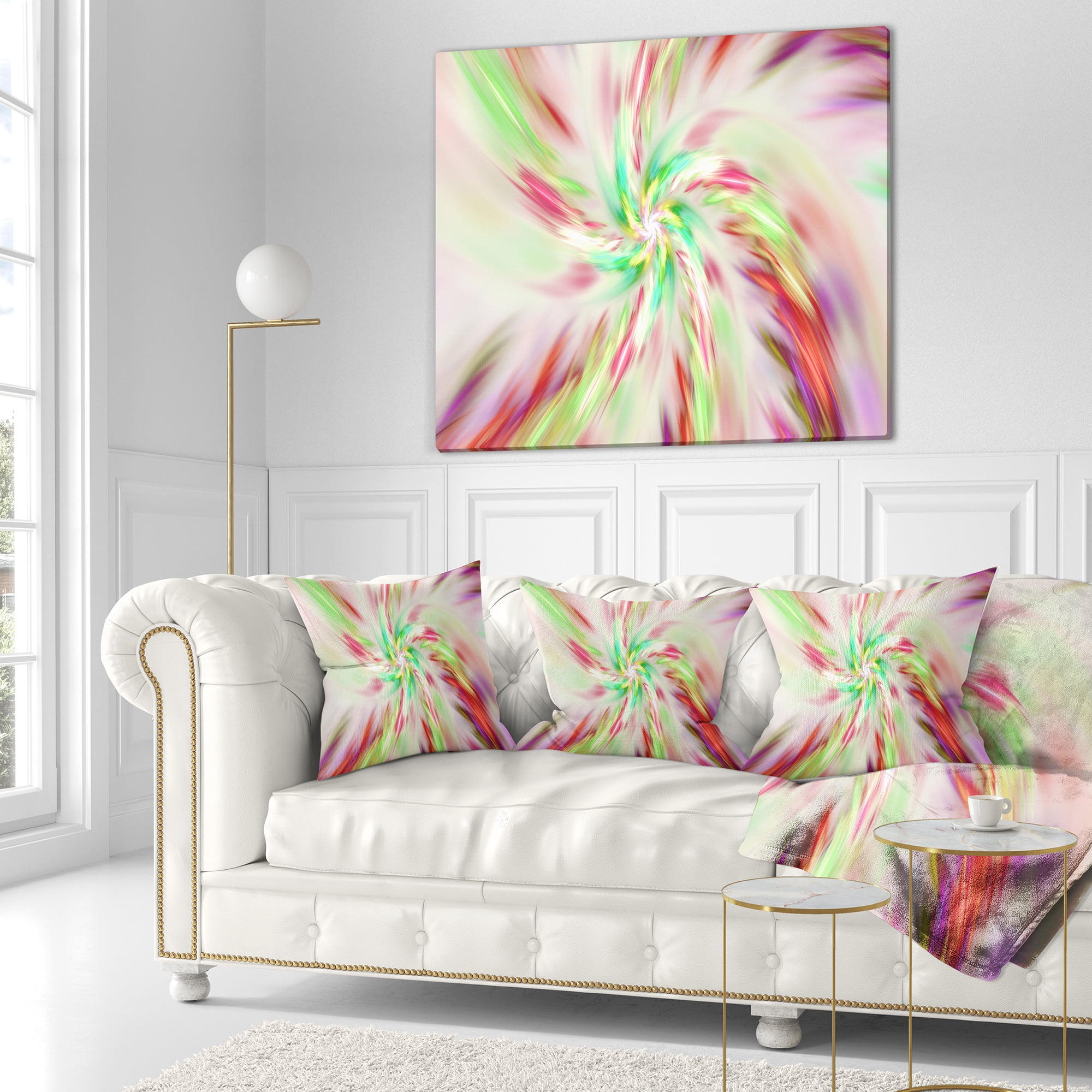 Designart Exotic Multi Color Spiral Flower - Abstract Throw Pillow - 18x18