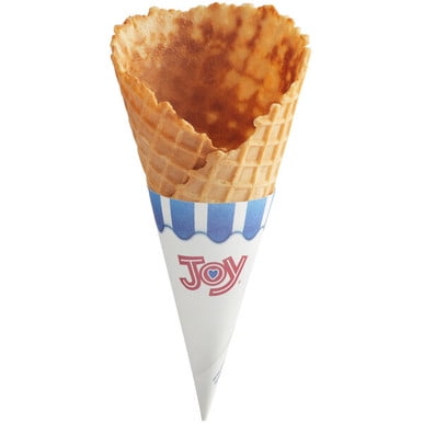 JOY Large Wide Mouth Jacketed Waffle Cone - 198/Case for Gourmet Ice Cream Delights