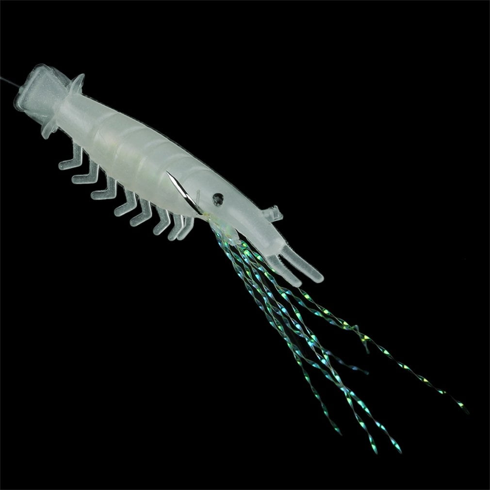 5pcs Luminous Glowing Shrimp Fish Baits Fishing Lure Tackle Crank Single Hook CA