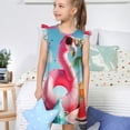 thumbnail image 4 of Balery Tropical Flamingo Pool Float Camisón de princesa para niñas, pijama de algodón con mangas abullonadas, suave y bonito.-Medium, 4 of 6