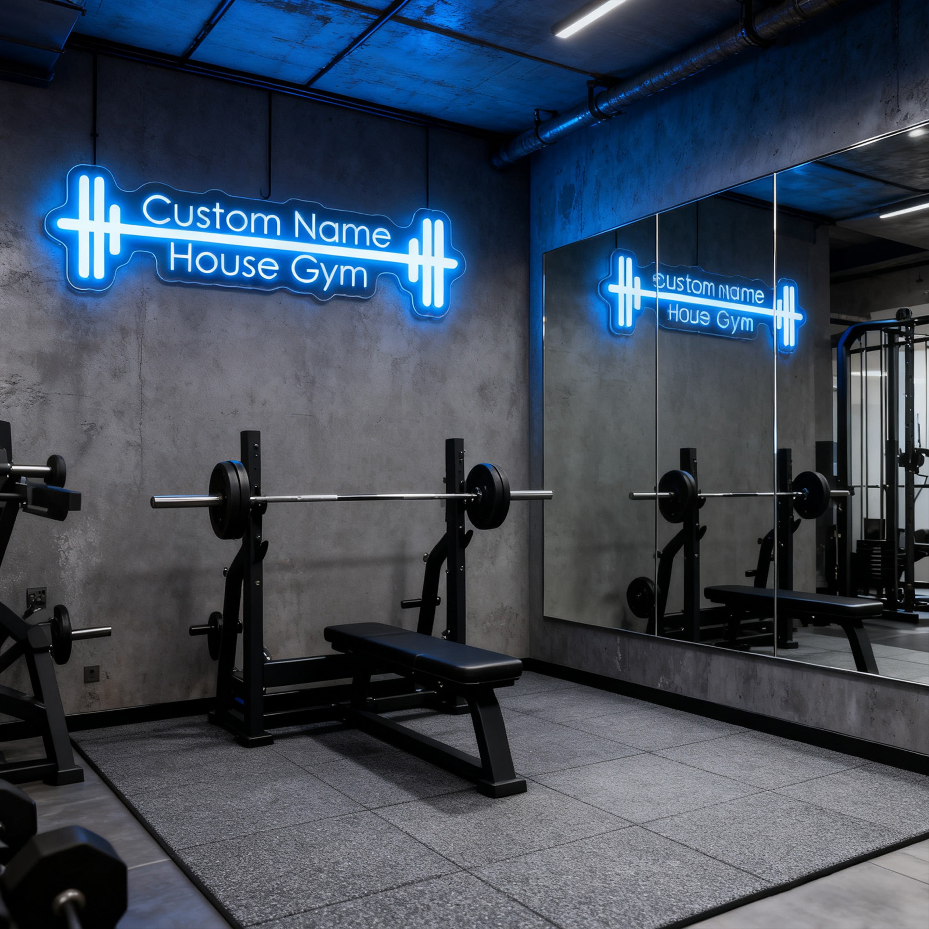 UPONRAY Two Lines Barbell Custom Neon Signs, Usb Powered with Adjustable Brightness Wall Decor for Gifts, Ice Blue, 14 inch