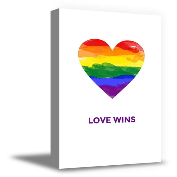 Awkward Styles Love Wins Canvas Heart Print Quote Love Wins Quotes LGBTQ Pride Flag Decor Gay Love Quotes LGBTQ Flag Canvas Decor Rainbow Flag Canvas Gay Room Decor Love is Love Fine Ready to Hang