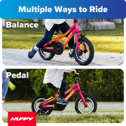 Huffy 12-Inch GRM Kids’ Bike, Multiple Ways to Learn: Balance Mode, Training Wheels & Standard Riding, Triple Brake System, Parent Assist Handle, Fits Riders 33–43 Tall, Ages 3-5, Fuchsia
