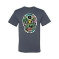 thumbnail image 2 of Day Of The Dead Calavera Skull Colorful Trippy | Mens Pop Culture Graphic T-Shirt, Vintage Heather Blue, 2XL, 2 of 4