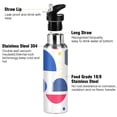 thumbnail image 3 of Yayeee 33oz Insulated Water Bottle Double Wall Stainless Steel with Flip Straw Lid, Blue Retro Shapes, 3 of 7
