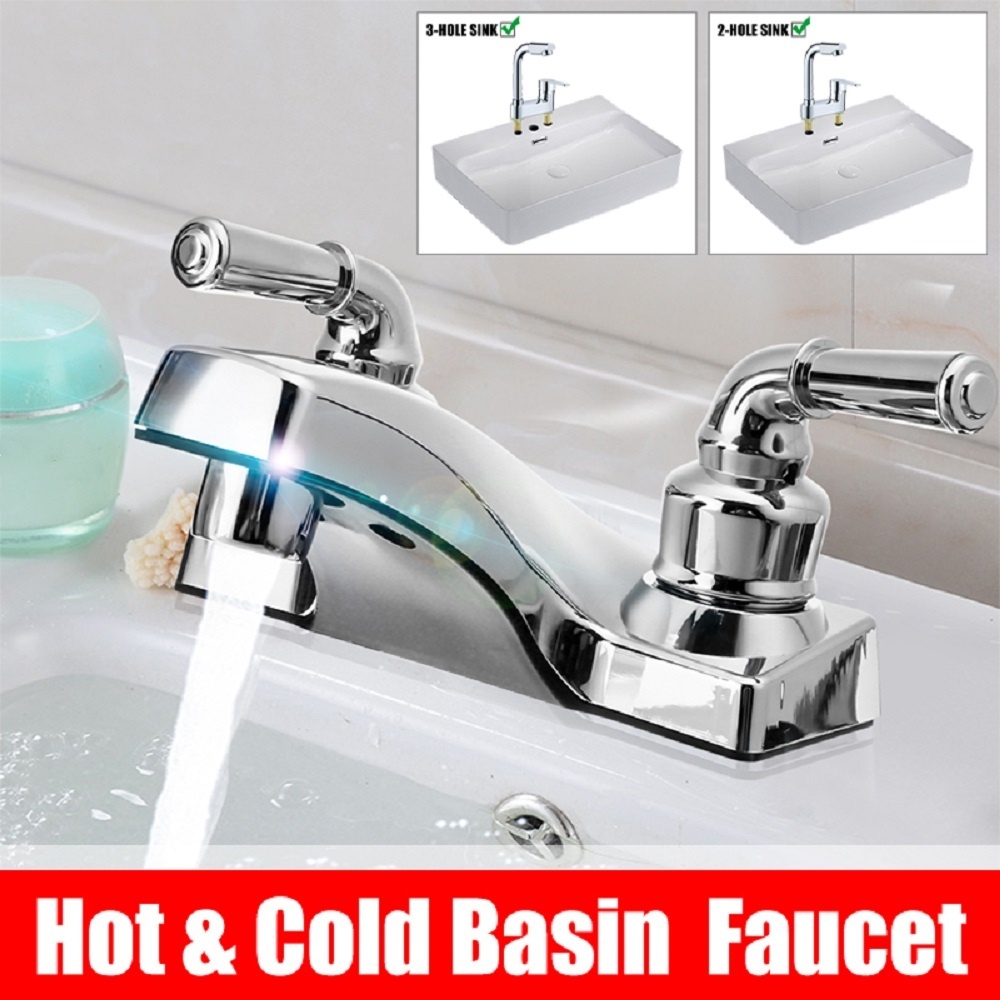4-Inch Centerset Chrome Bathroom Sink Faucet with Dual Handles