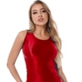 thumbnail image 4 of iiniim Women Glossy Sleeveless Workout Sports Tank Tops Shirts Vest Red M, 4 of 7