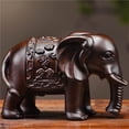 thumbnail image 2 of Ebony solid wood carved elephant figurines, a pair of auspicious ornaments for home living rooms, used to fill in missing corners and decorate., 2 of 4