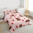 thumbnail image 3 of Castle Fairy Kawaii Capybara Bedding Comforter Set 2pcs for Kids Children,Cartoon Animal Twin Comforter Sets Microfiber,Red Strawberry Flowers Breathable Bedding Set,Super Cozy Room Decor,Reversible, 3 of 8