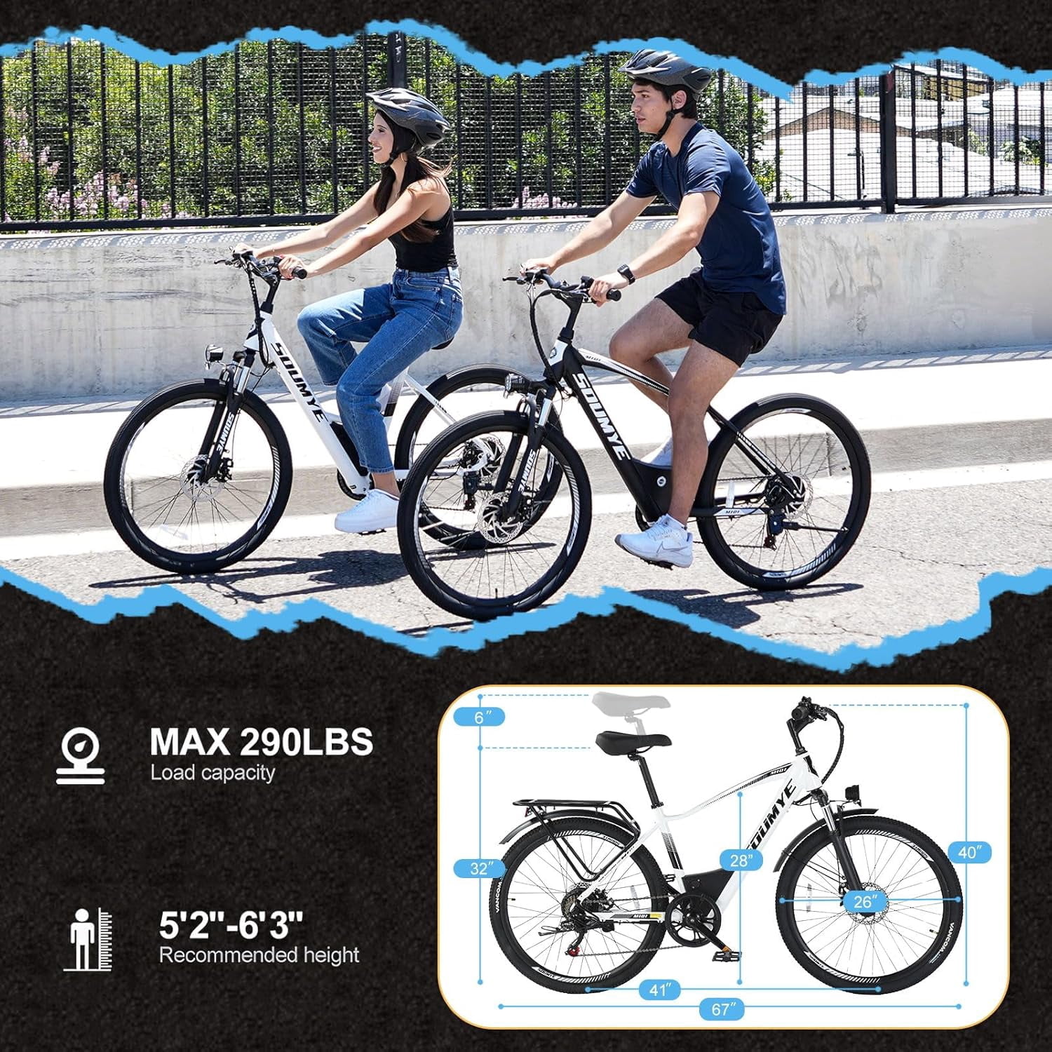 Electric Mountain Bike for Adults 26" Step-Thru/Over Commuting Ebike for Men Women with Peak Power 540w, 360Wh Built-in Battery, LCD Display, 7 Gears & Front Shock Absorber