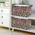 thumbnail image 2 of Yayeee Foldable Storage Basket for Shelves with Handles Set of 2 Waterproof Cloth Bins, Small Colorful Flower, 2 of 7