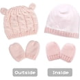 thumbnail image 3 of Visland Unisex Baby Toddler Hat and Mitten Set, Winter Knitted Thick Warm Beanie Cap Gloves for Infant Boys Girls, 3 of 5