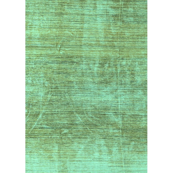 Ahgly Company Machine Washable Indoor Rectangle Abstract Turquoise Blue Modern Area Rugs, 4' x 6'