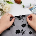 thumbnail image 3 of 2 Yards Black Flocking Flowers Mesh Lace Fabric 63~67inch Lightweight Tulle Vintage Roses Lace Trim Fabric for DIY Making, 3 of 9