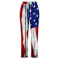thumbnail image 4 of Bdfzl Women's Cotton Linen Drawstring High Waisted Pants Casual Loose Fit Wide Leg Trousers Independence Day Print Loose Casual Wide Leg Straight, 4 of 4