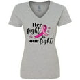 thumbnail image 3 of Inktastic Breast Cancer Awareness Her Fight is our fight Women's V-Neck T-Shirt, 3 of 5