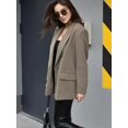 thumbnail image 3 of Chaqueta de oficina con doble botonadura para mujer, abrigo Vintage, cuello con muescas, manga larga, prendas de vestir exteriores, Tops elegantes, 3 of 5