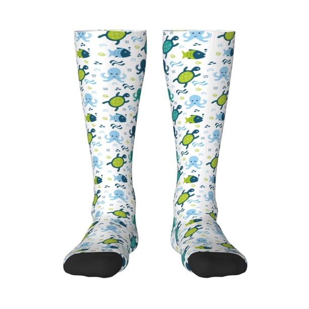 Balery Cartoon Sea Creatures Calcetines novedosos Calcetines deportivos Calcetines hasta la rodilla Calcetines de algodón Calcetines originales y geniales
