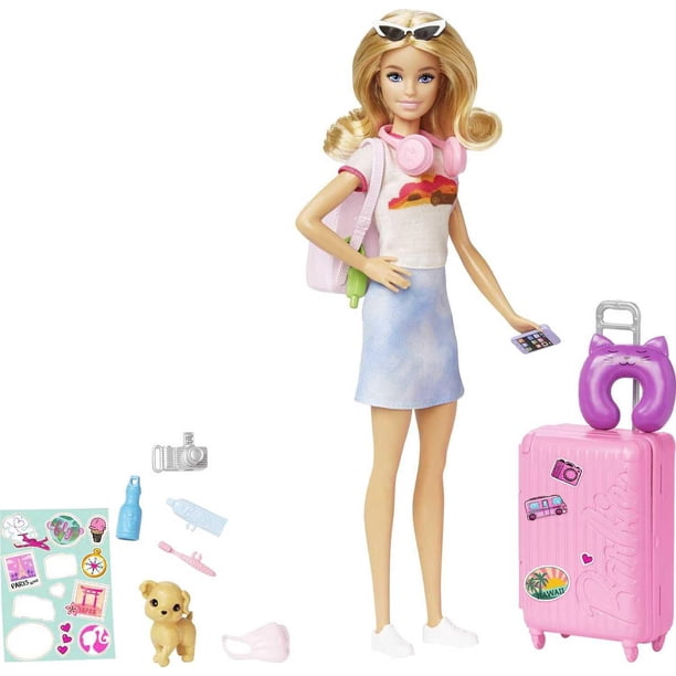 Barbie Doll and Accessories, 'Malibu' Travel Set with Puppy