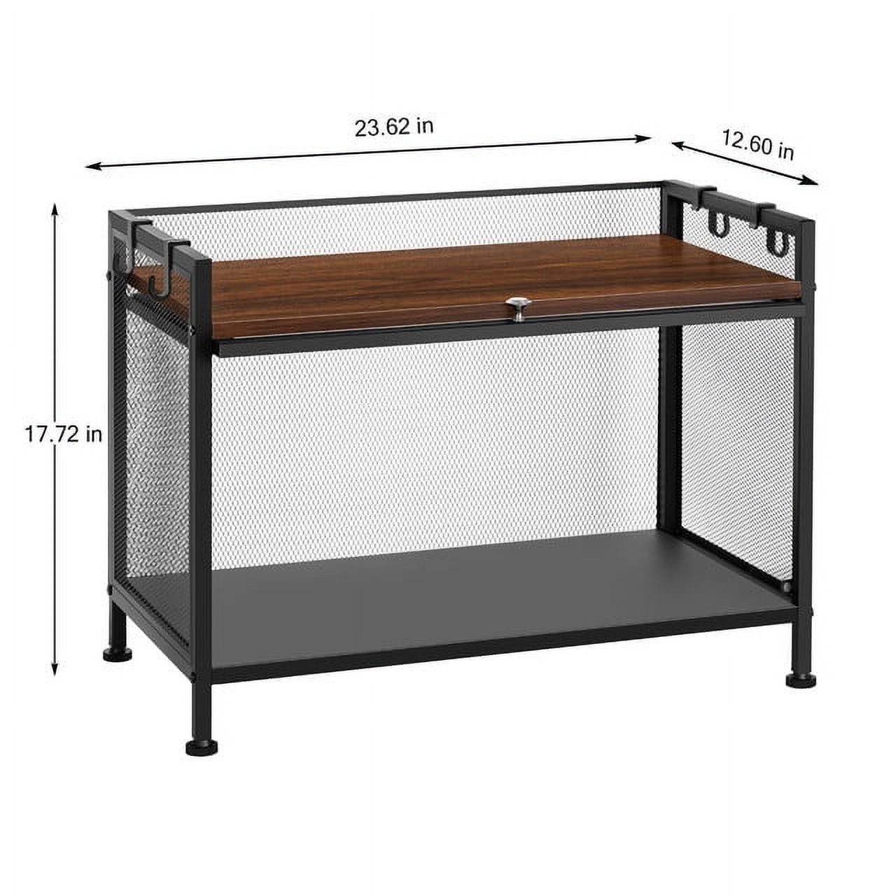 2-Tier Metal Black 23.62" Microwave Rack Storage Cabinet