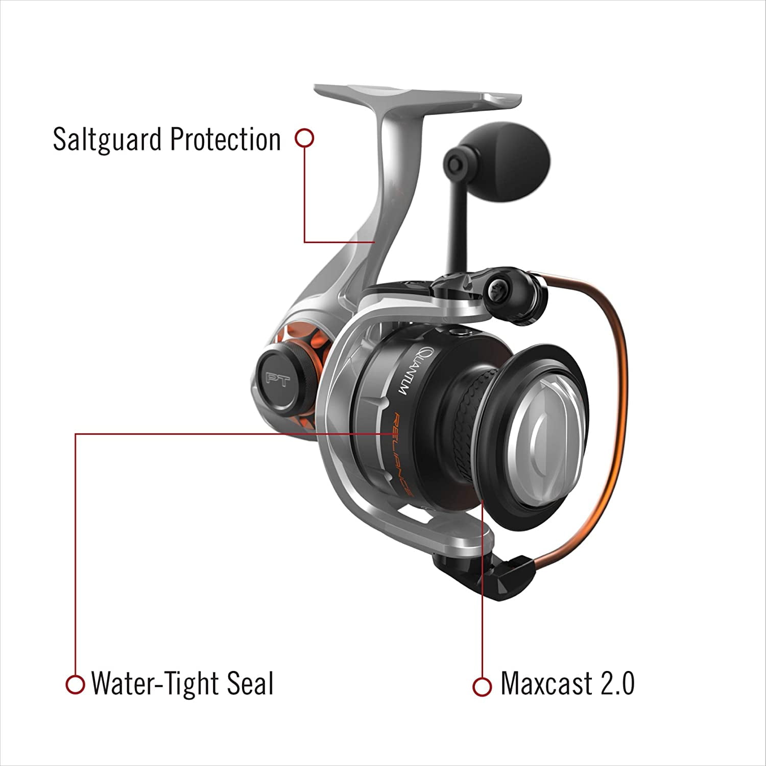 Quantum Reliance Spinning Reel and Fishing Rod Combo, 7-Foot 2-Inch 1-Piece Rod, Size 30 Reel, Silver/Black