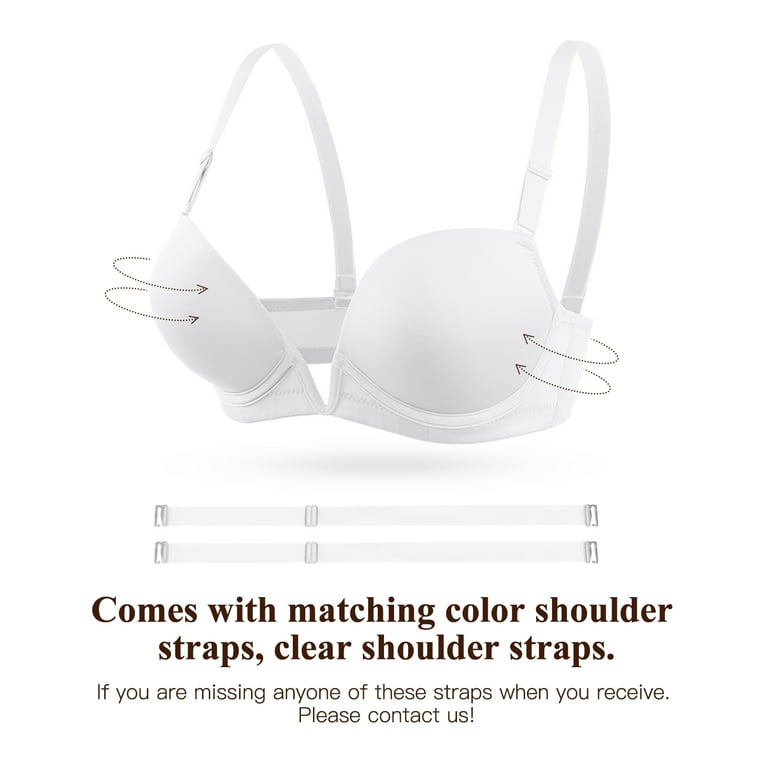Yandw Women'S Deep V Plunge Padded Push Up Convertible Bra With Clear Straps  Low Cut Underwire Bra 