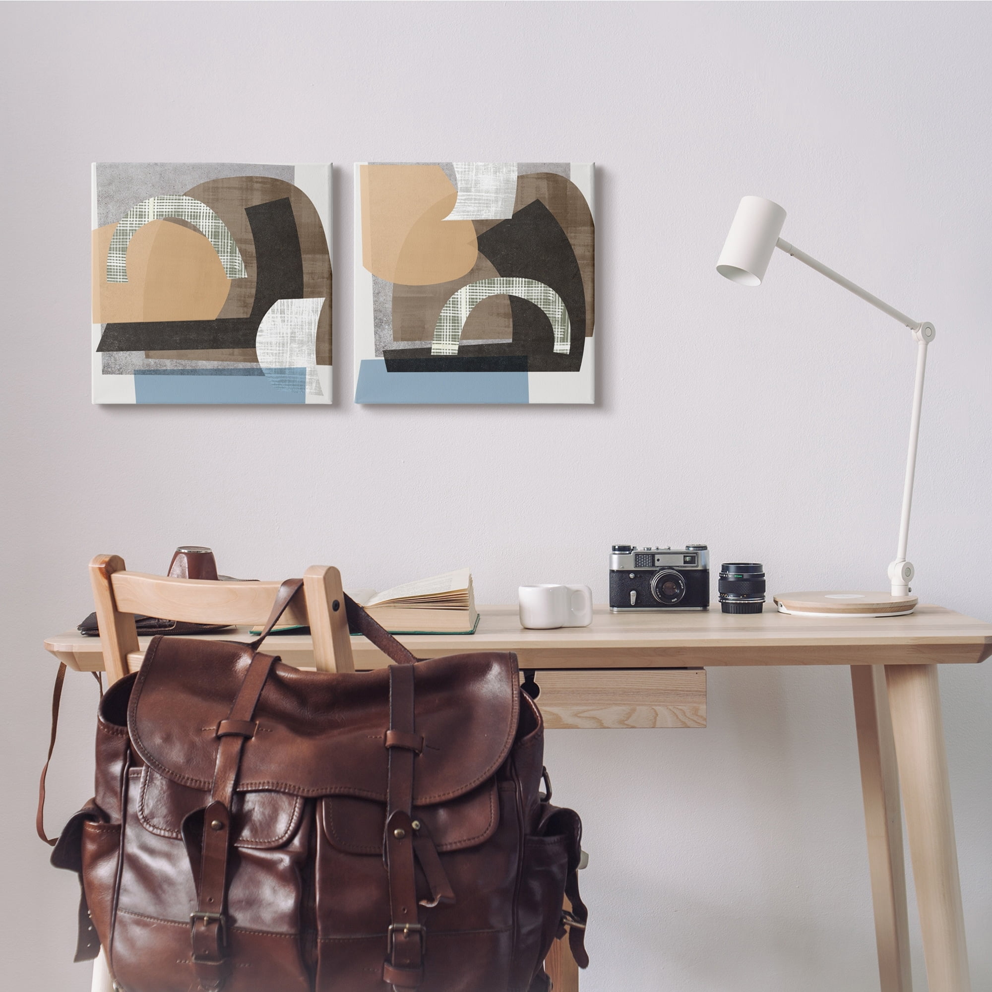 Stupell Industries Abstract Shape Collage Modern Brown Grey Blue, 24 x 24,Design by Melissa Wang