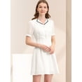 thumbnail image 3 of INSPIRE CHIC Vestido Camisero Con Volantes Y Cuello Peter Pan Para Mujer Blanco L, 3 of 6