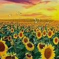 thumbnail image 5 of JEUXUS Waterproof Shower Curtain Multiple Sizes Painting Beautiful Sunset over Sunflower for Bathroom White, 5 of 7