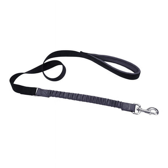 Black Bungee Dog Lead Neoprene Comfort Padded Handle Leash Gentle Stop 4 Ft x 1"