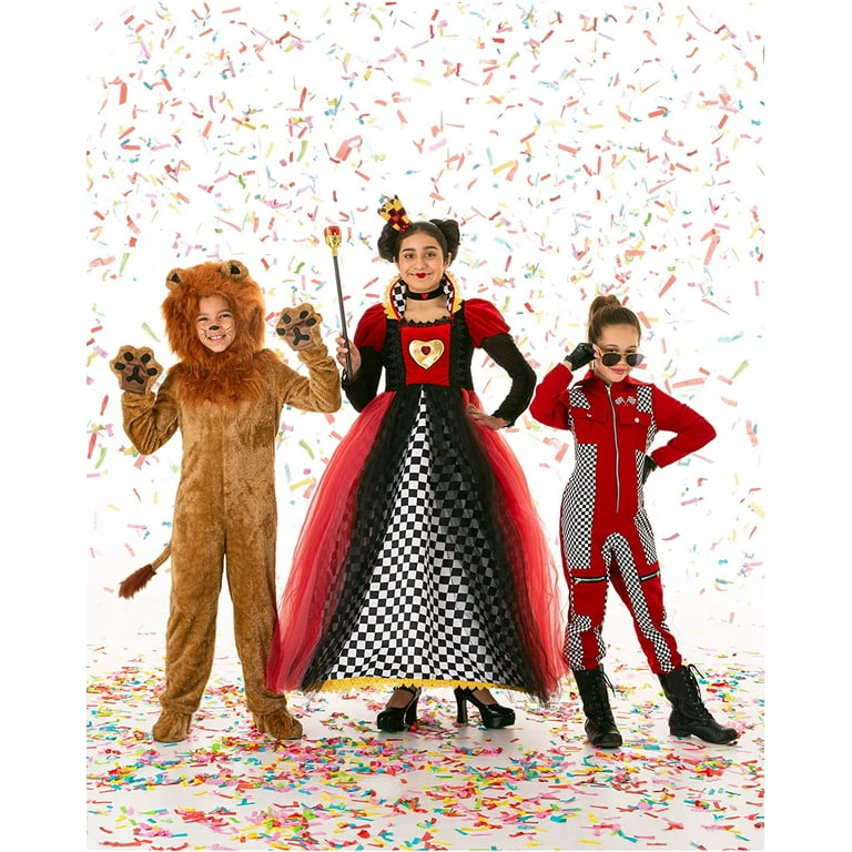 Queen Of Hearts Costume, Halloween Kids Alice In Wonderland Queen Of Hearts  Costume Dress