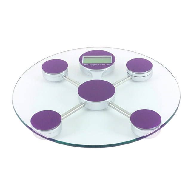 Báscula Personal Digital De Vidrio Templado En Forma Circular Con Capacidad De 180 Kg Color Morado