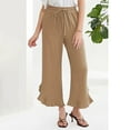 thumbnail image 7 of Womens Cropped Wide Leg Pants Ruffle Flare Bell Bottom High Waisted Casual Business Capri Palazzo Pants with Pockets, 7 of 7
