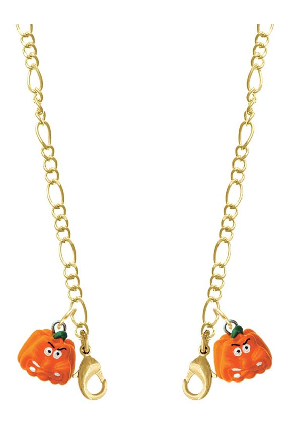 Resin Funny Grr! Pumpkin Goldtone Face Mask Necklace