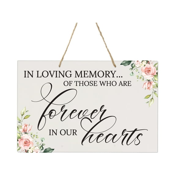 LifeSong Milestones Modern Wall Hanging Rope Sign for Wedding 8x12 - (In Loving Memory) (Floral)