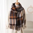 thumbnail image 2 of Yuanlong Womens Scarves Vintage Plaid Fringe Fall Winter Thick Warm Wrap Shawl Cozy Minimal Versatile Casual Neckwear, 2 of 6