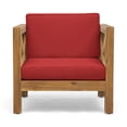 thumbnail image 4 of Jopath Outdoor Club Chair with Slatted Seating and Cross-Back, Accent Chair with Cushion for Patio Balcony Garden Teak, 4 of 9
